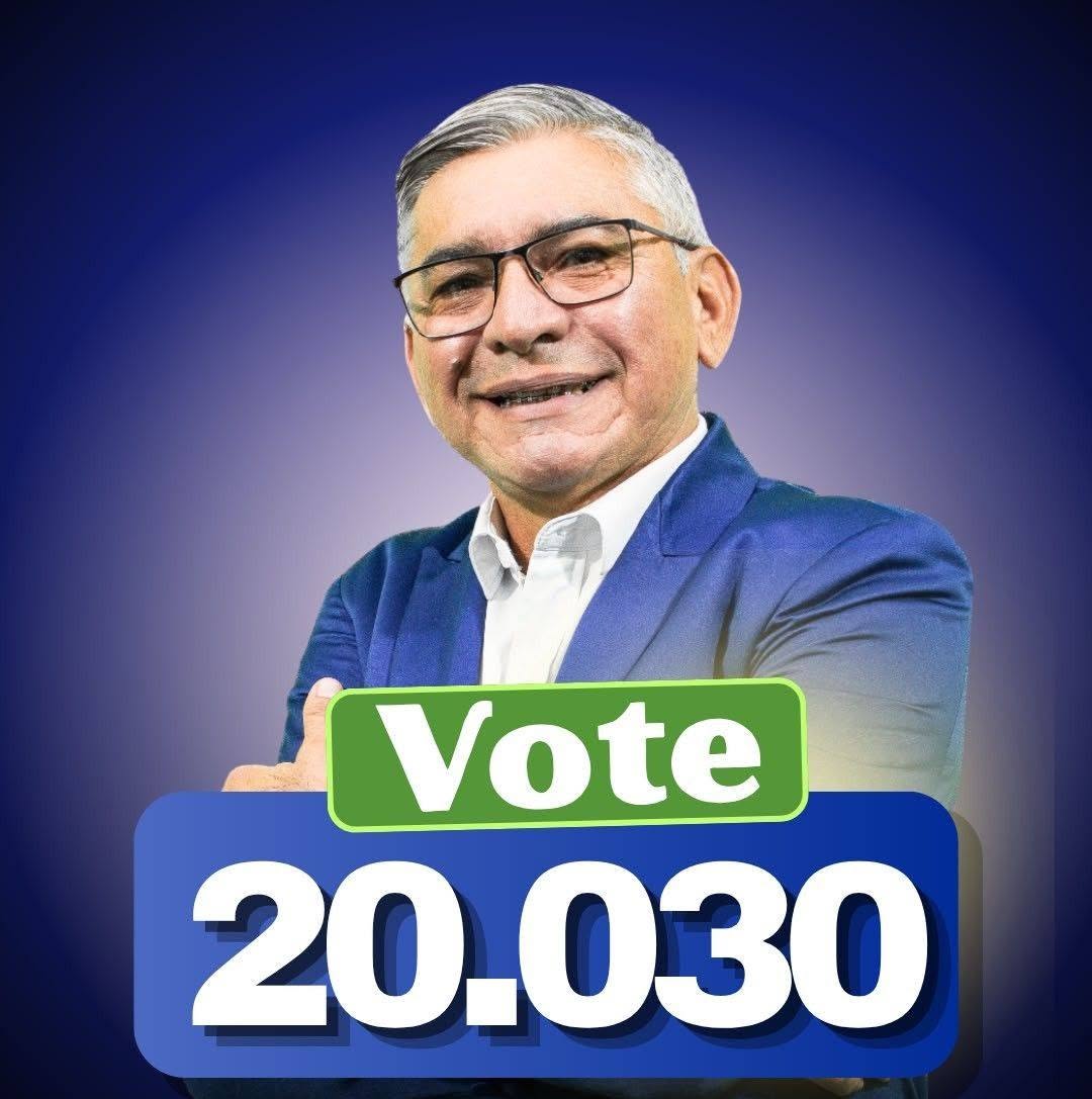 Arte de campanha de Carlão do Social com a chamada Vote 20.030